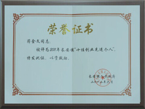 	长安镇十佳创业先进个人